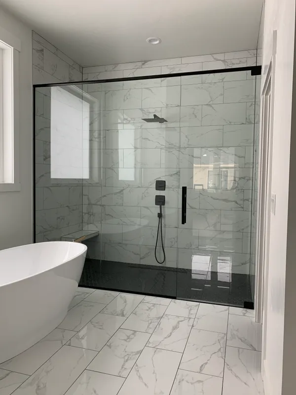 Frameless pivot shower